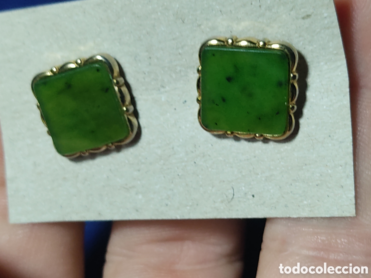 Antig&uuml;edades: Gemelos Art Deco de jade natural. - Foto 1