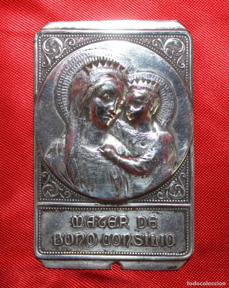Antig&uuml;edades: Placa devocional antigua en plata. Mater de Bono Consilio - Foto 1