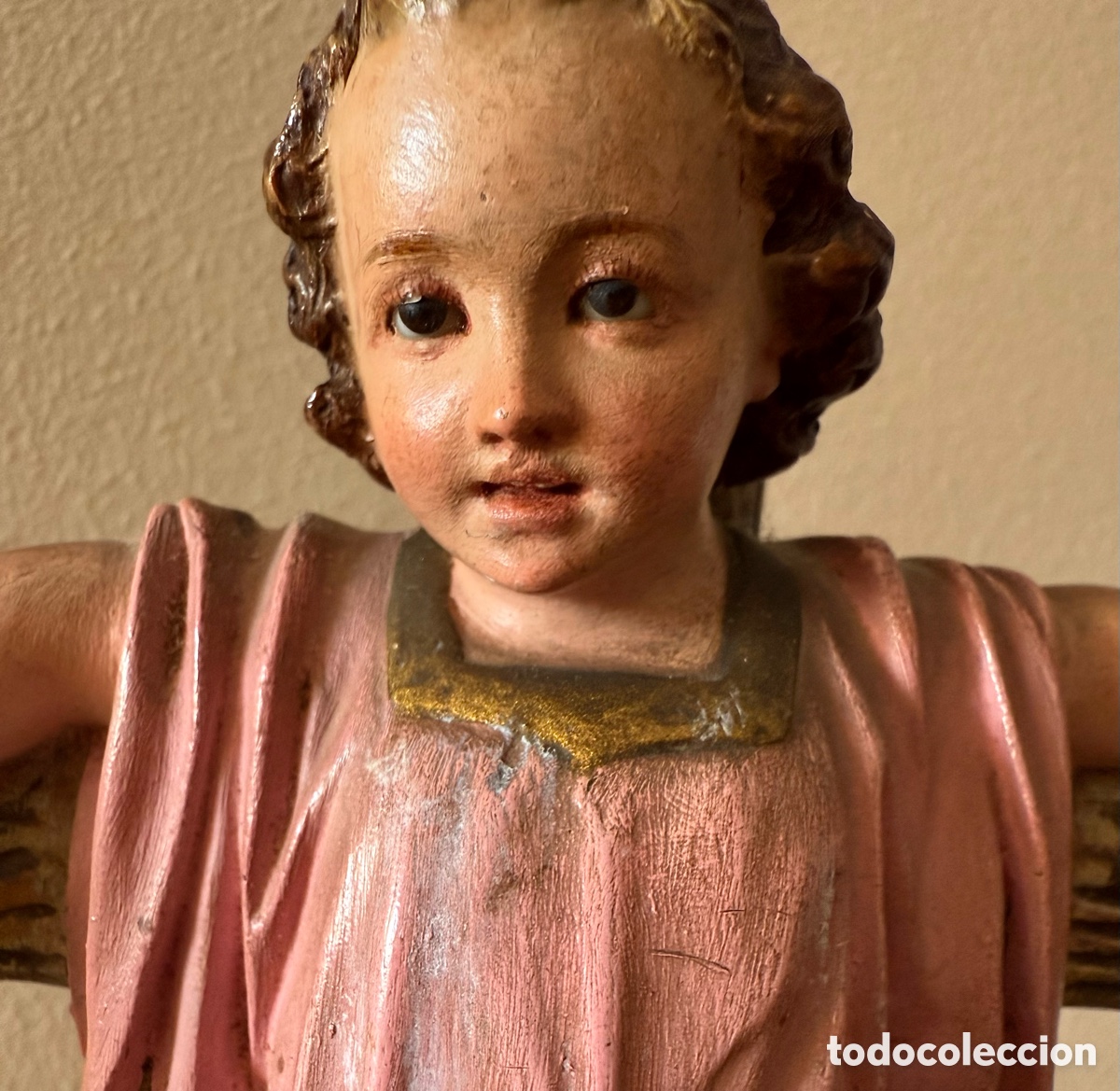 Antig&uuml;edades: Ni&ntilde;o Jes&uacute;s de pasta de madera. Olot. - Foto 5