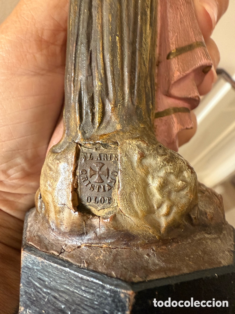 Antig&uuml;edades: Ni&ntilde;o Jes&uacute;s de pasta de madera. Olot. - Foto 6