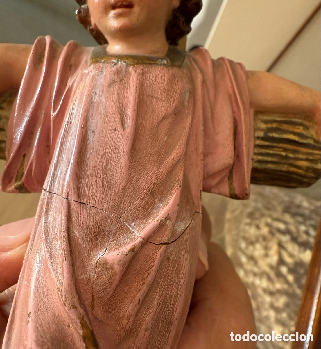 Antig&uuml;edades: Ni&ntilde;o Jes&uacute;s de pasta de madera. Olot. - Foto 8