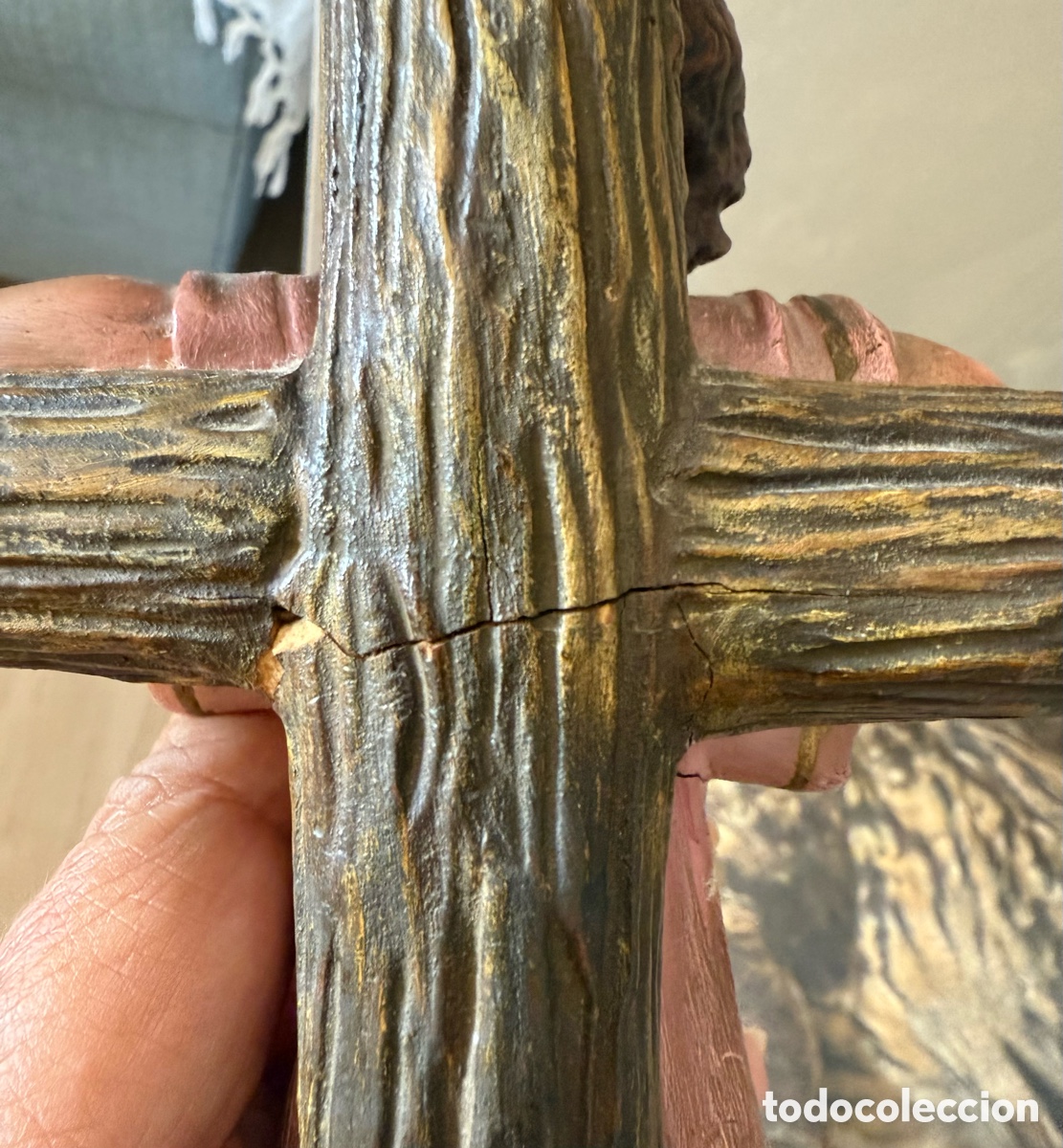 Antig&uuml;edades: Ni&ntilde;o Jes&uacute;s de pasta de madera. Olot. - Foto 9