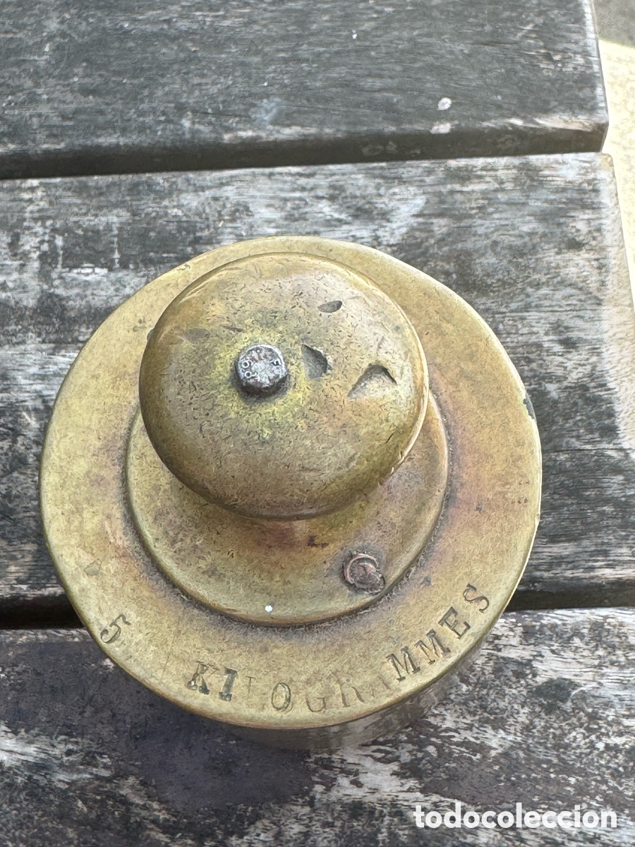 Antig&uuml;edades: Peso de bronce antiguo de 5 kilogramos - Foto 4
