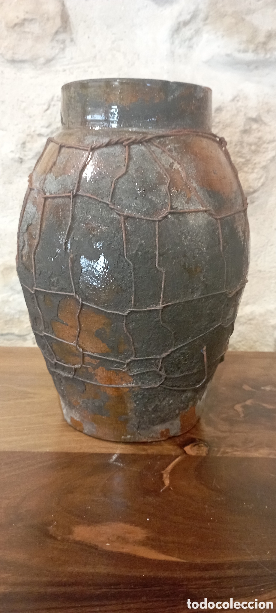 Antig&uuml;edades: Puchero de Naval con malla de alambre. - Foto 2