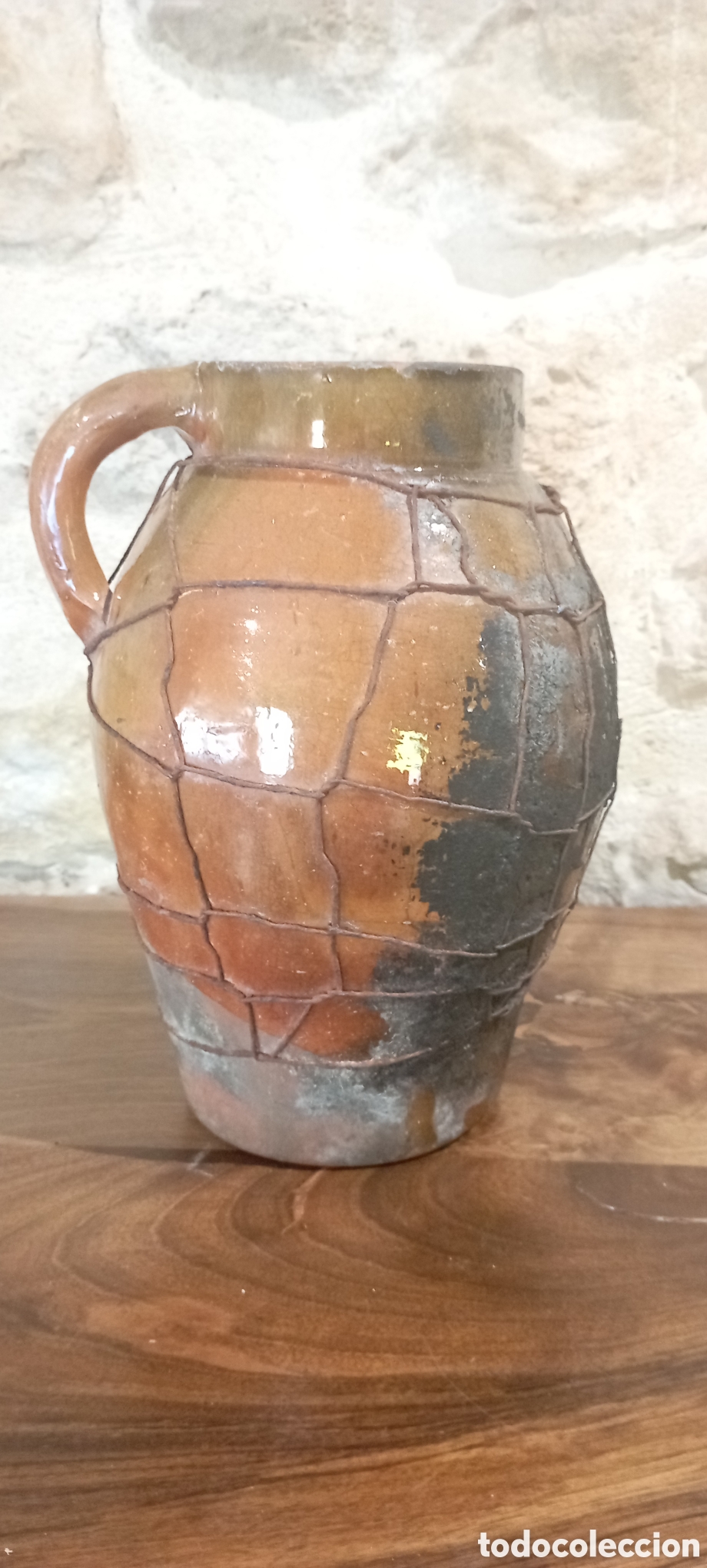 Antig&uuml;edades: Puchero de Naval con malla de alambre. - Foto 3