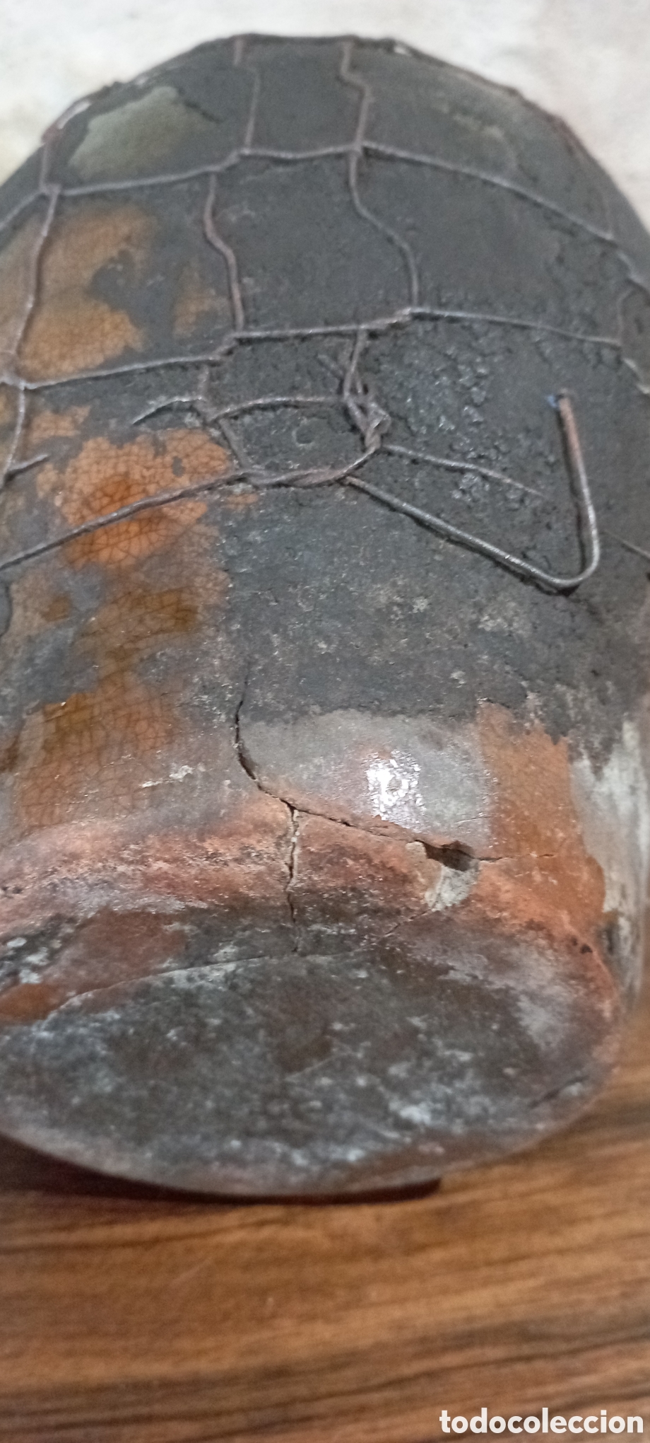 Antig&uuml;edades: Puchero de Naval con malla de alambre. - Foto 6