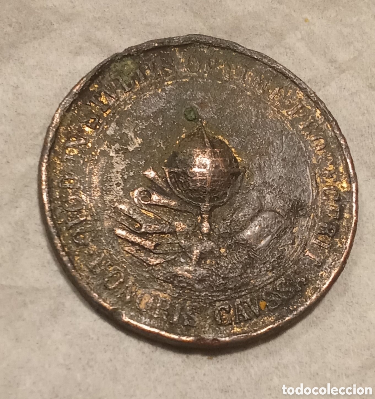 Antig&uuml;edades: MEDALL&Oacute;N RELIGIOSO DE BRONCE - Foto 2