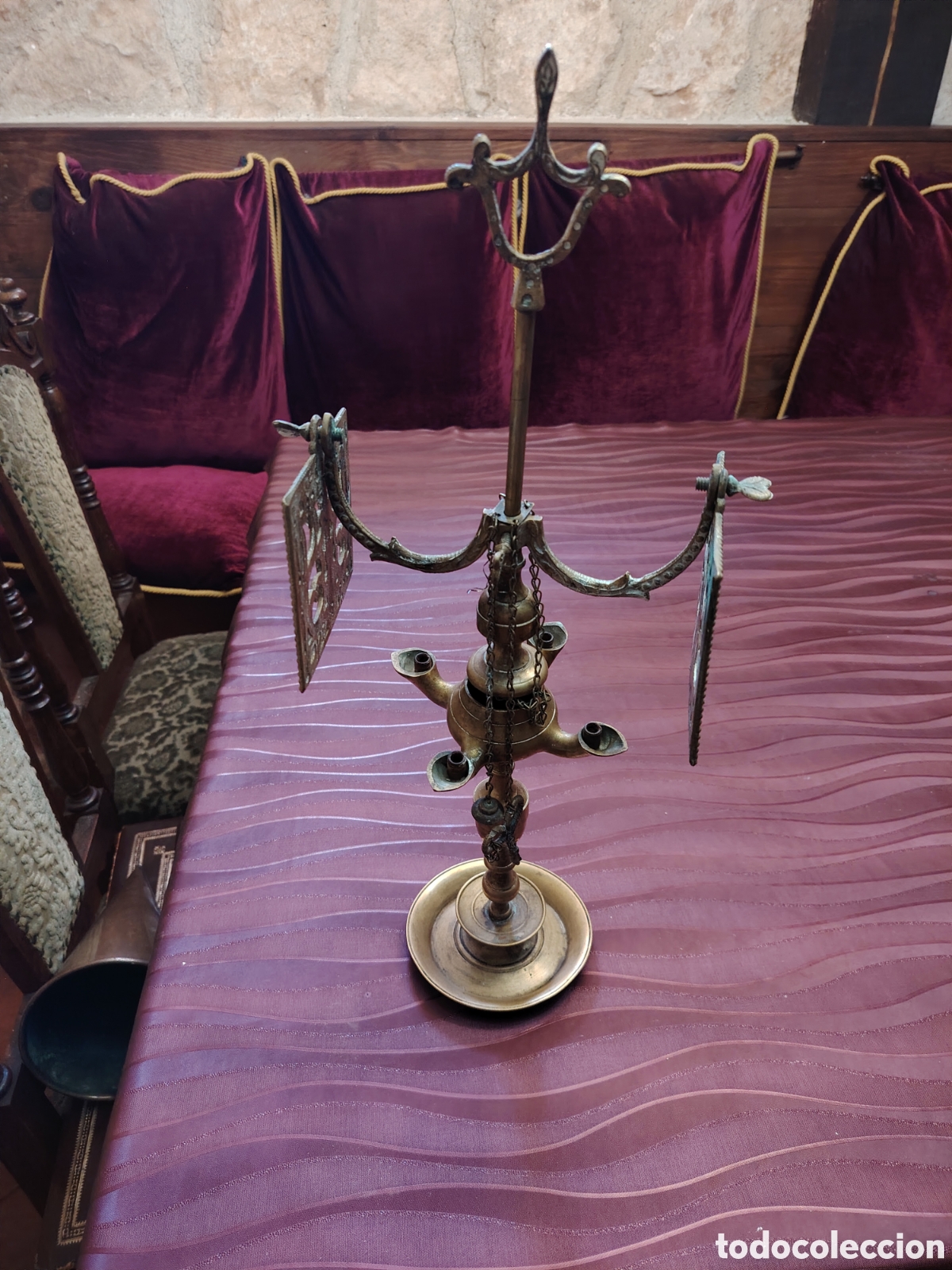 Antig&uuml;edades: Lampara de aceite de bronce - Foto 1