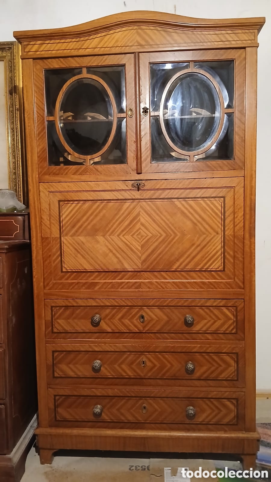 Antig&uuml;edades: Antiguo secreter con cristales - Foto 4