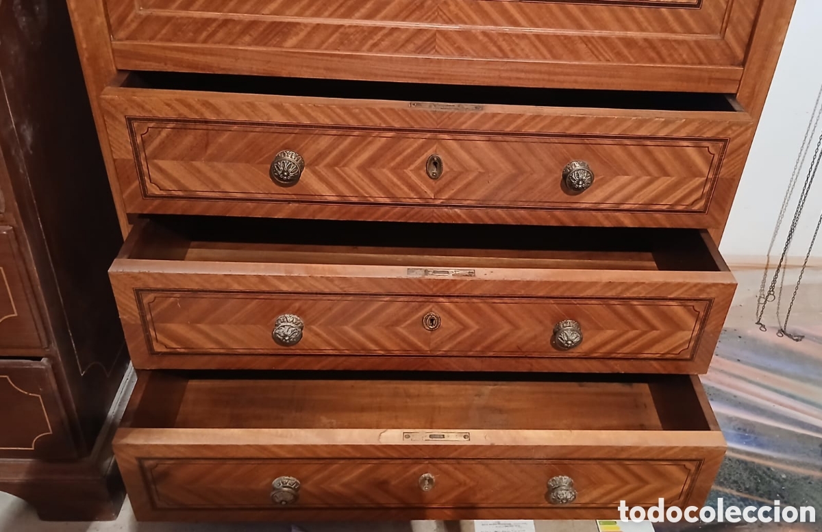 Antig&uuml;edades: Antiguo secreter con cristales - Foto 6
