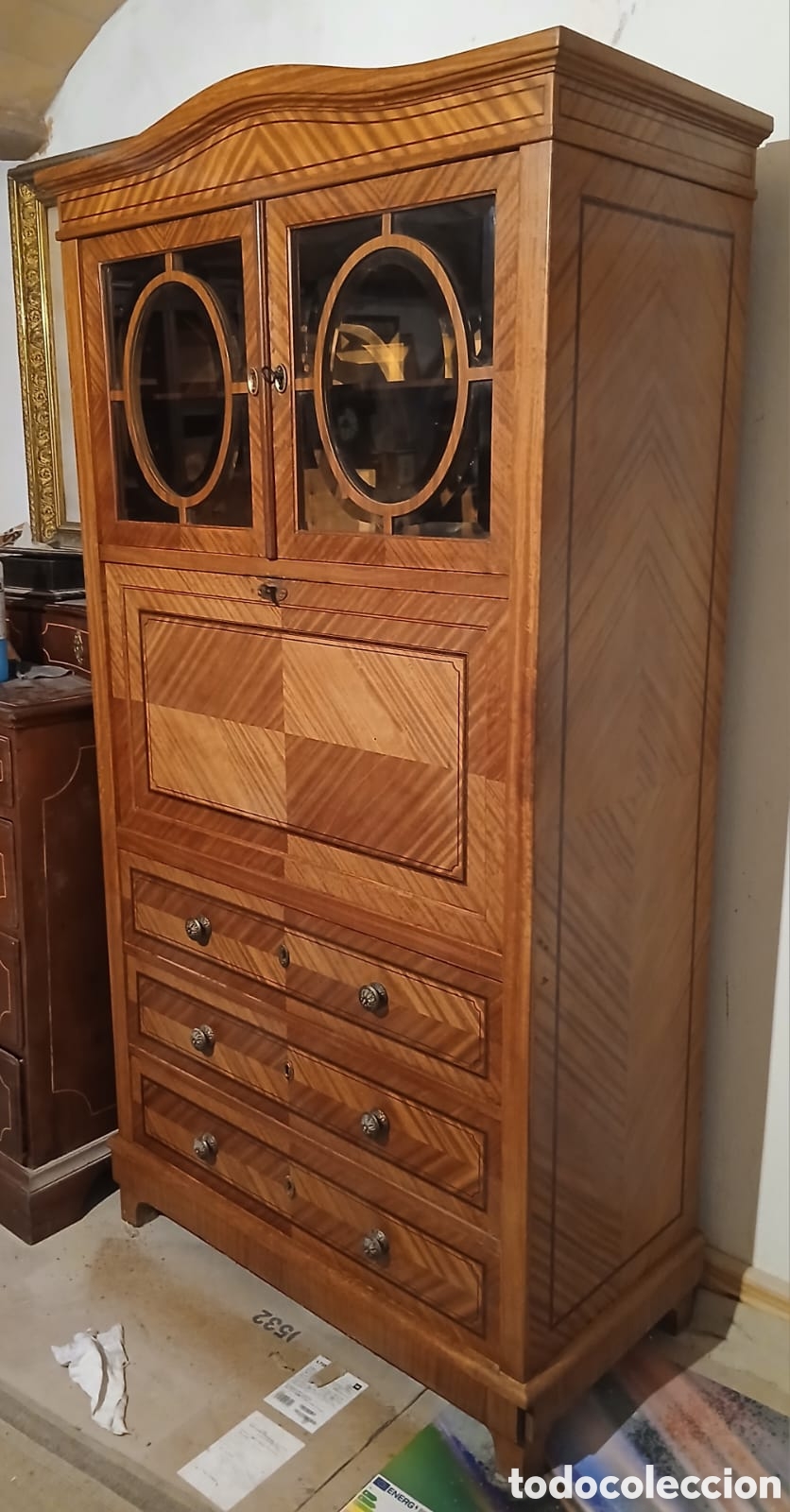Antig&uuml;edades: Antiguo secreter con cristales - Foto 7