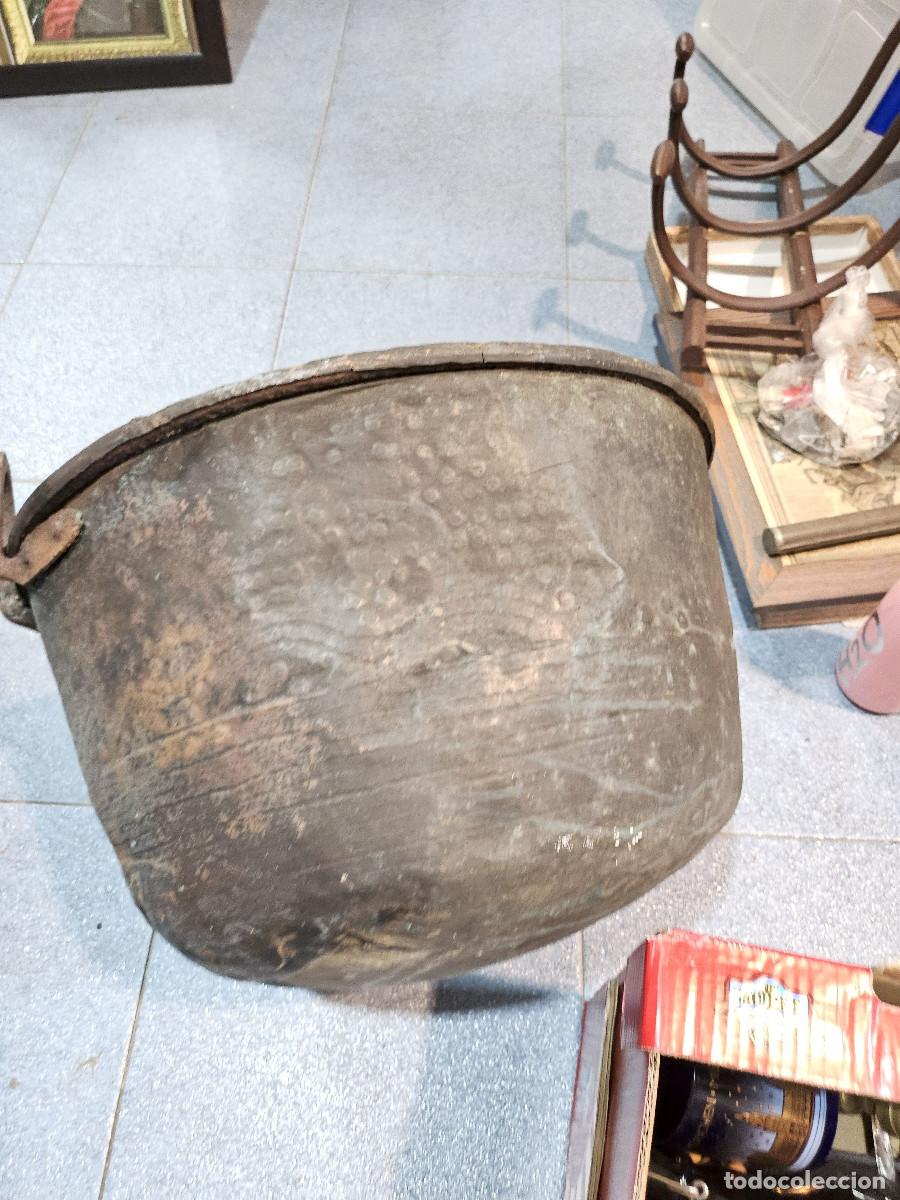 Antig&uuml;edades: caldero grande de cobre rustico - Foto 5