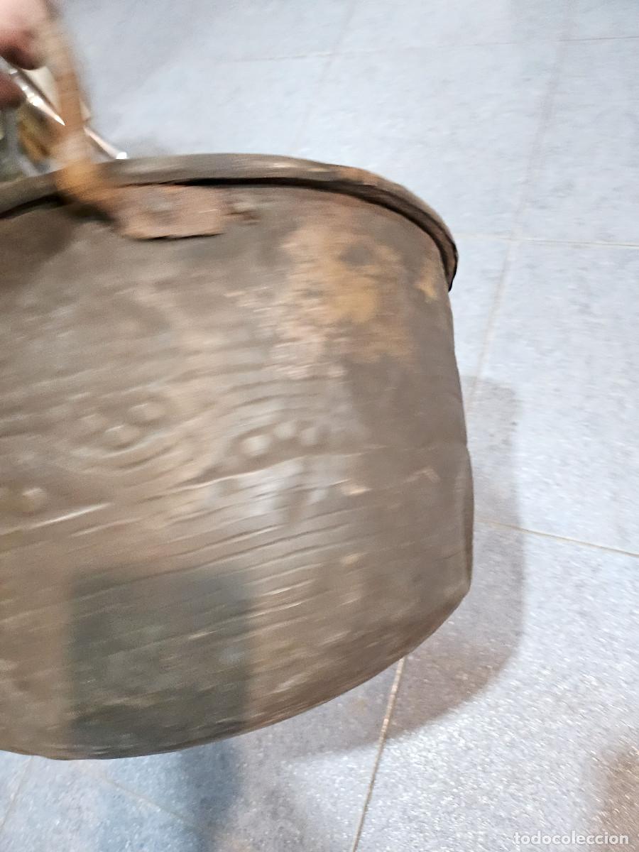 Antig&uuml;edades: caldero grande de cobre rustico - Foto 8