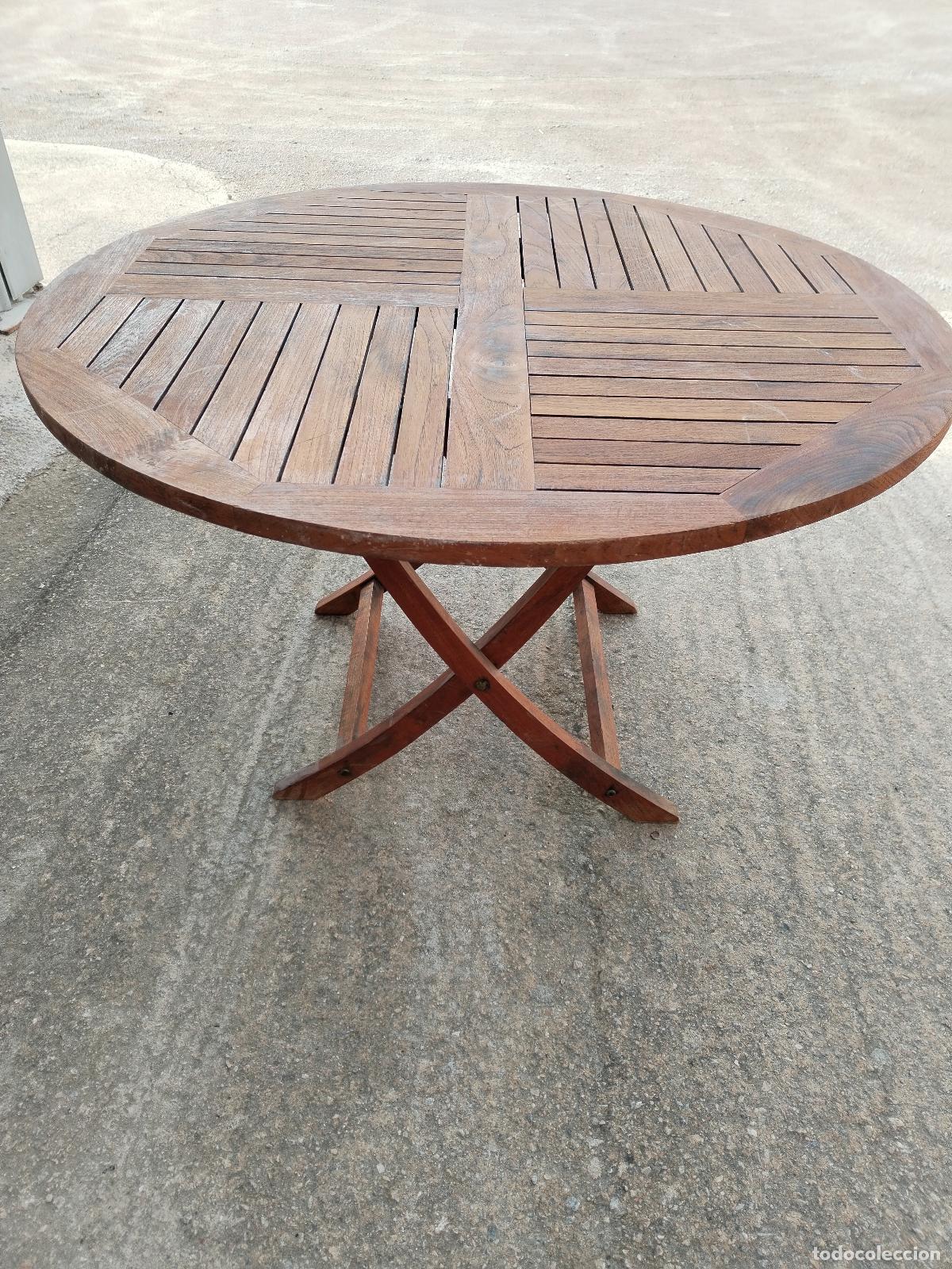 Antig&uuml;edades: mesa plegable en madera de teka - Foto 5