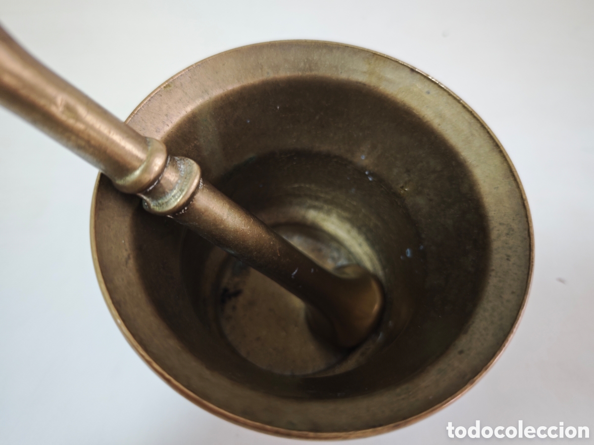 Antig&uuml;edades: MORTERO DE BRONCE CON MAJA EN BUEN ESTADO - Foto 6