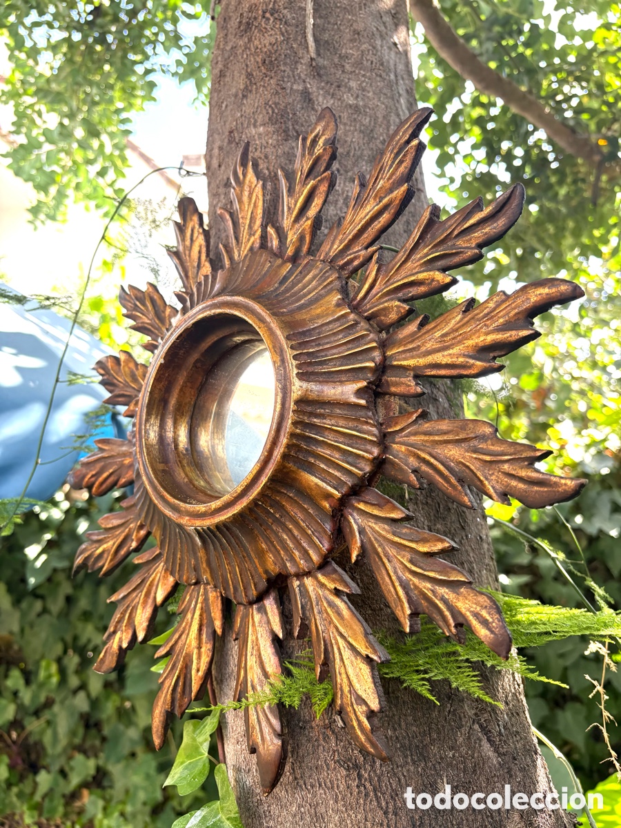 Antig&uuml;edades: ESPEJO SOL MADERA DORADO - Foto 3