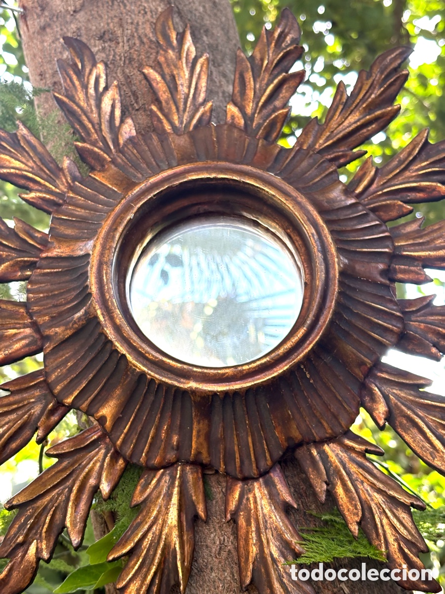 Antig&uuml;edades: ESPEJO SOL MADERA DORADO - Foto 5