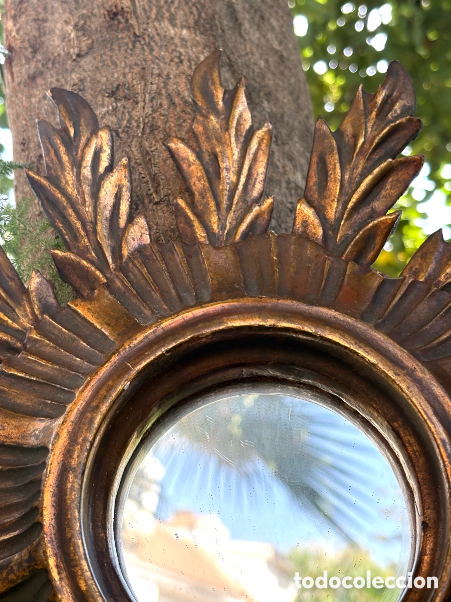 Antig&uuml;edades: ESPEJO SOL MADERA DORADO - Foto 6