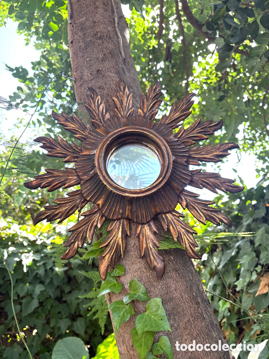 Antig&uuml;edades: ESPEJO SOL MADERA DORADO - Foto 7