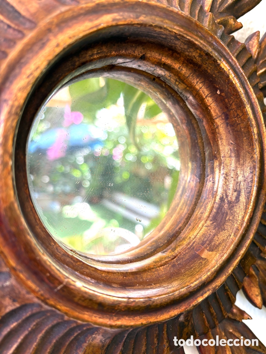 Antig&uuml;edades: ESPEJO SOL MADERA DORADO - Foto 10