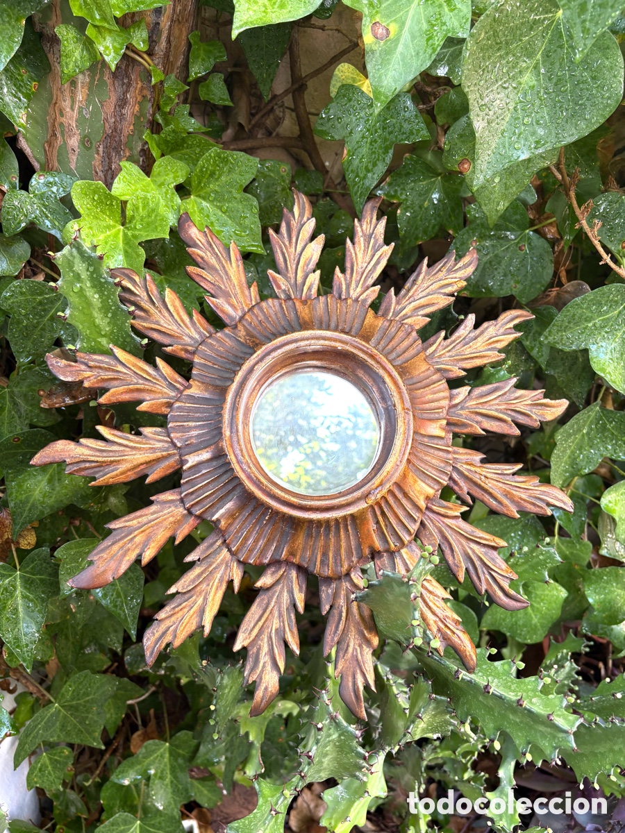 Antig&uuml;edades: ESPEJO SOL MADERA DORADO - Foto 11
