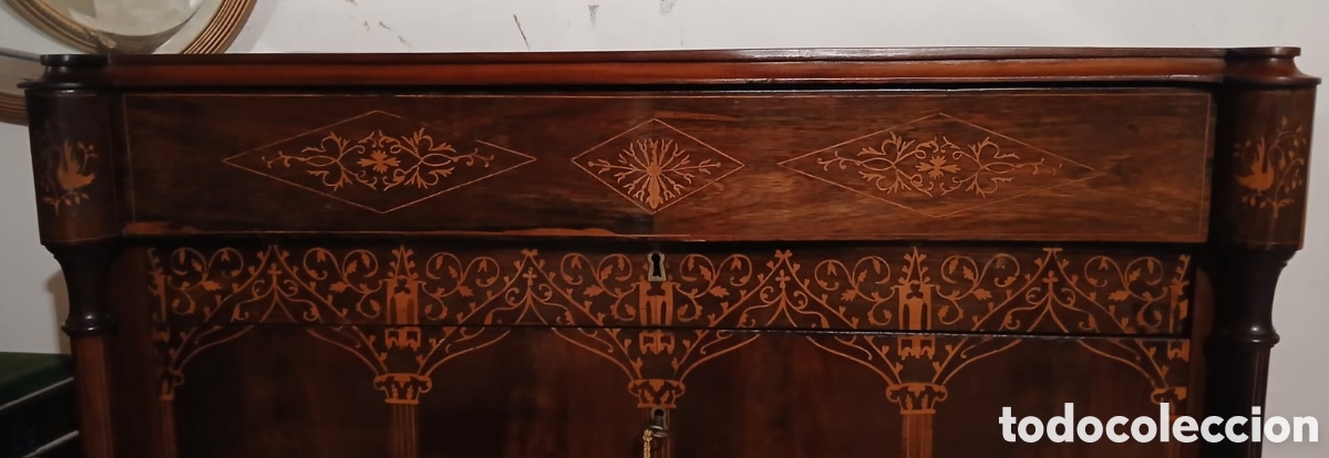 Antig&uuml;edades: Antigua c&oacute;moda escritorio isabelina - Foto 3