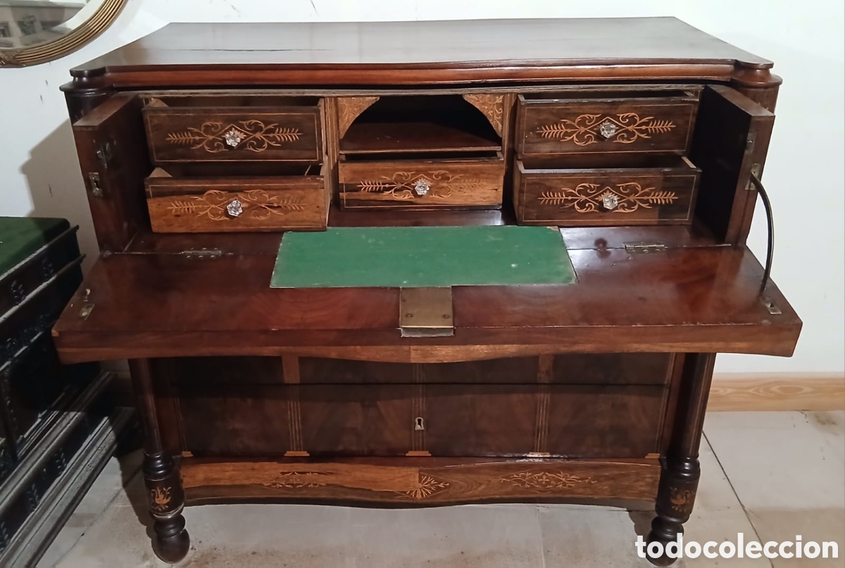 Antig&uuml;edades: Antigua c&oacute;moda escritorio isabelina - Foto 5