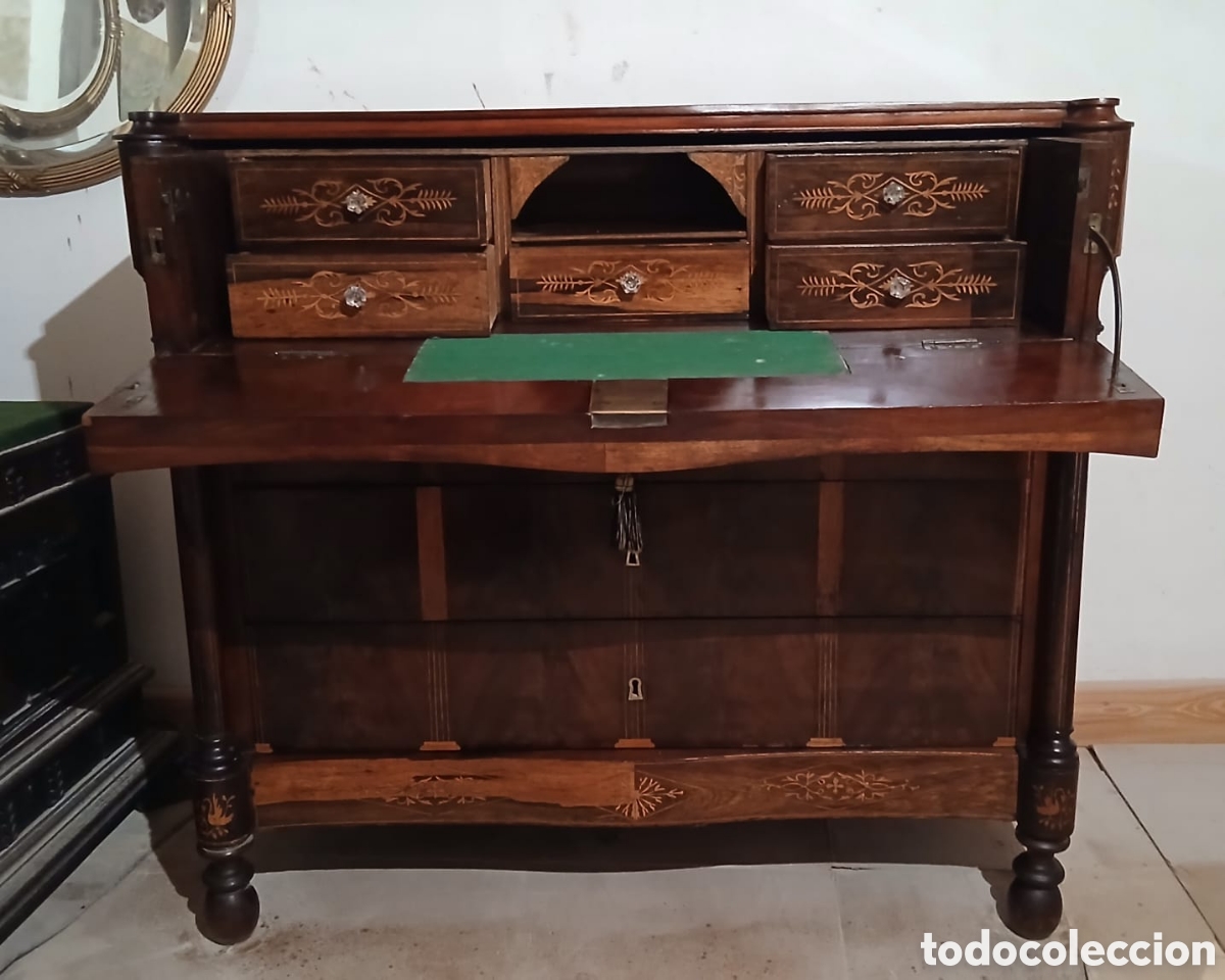 Antig&uuml;edades: Antigua c&oacute;moda escritorio isabelina - Foto 6