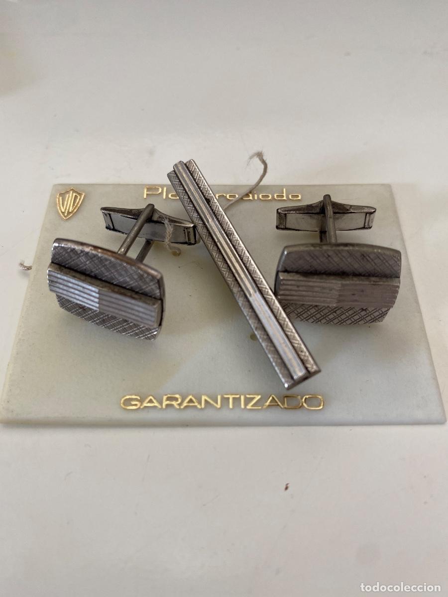 Antig&uuml;edades: Gemelos y pasador de corbata, plata de ley - Foto 1