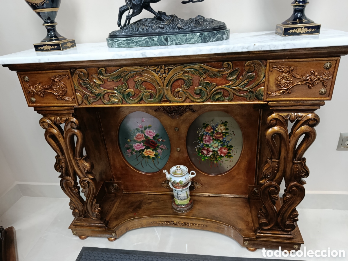 Antig&uuml;edades: Consola de madera tallada - Foto 4