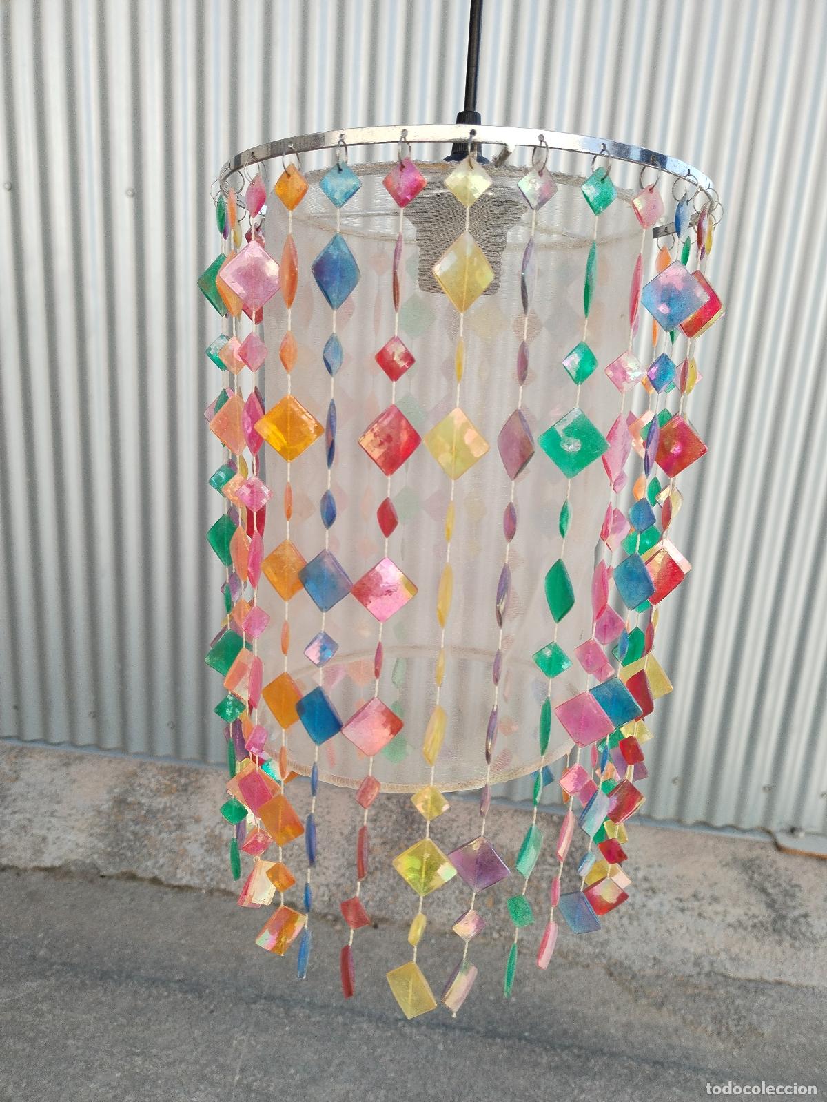Antig&uuml;edades: lampara de techo multicolor de placas acrilicas - Foto 5