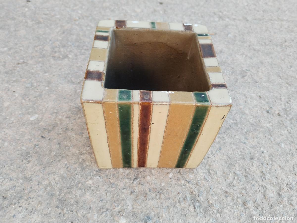 Antig&uuml;edades: macetero de ceramica esmaltada - Foto 1