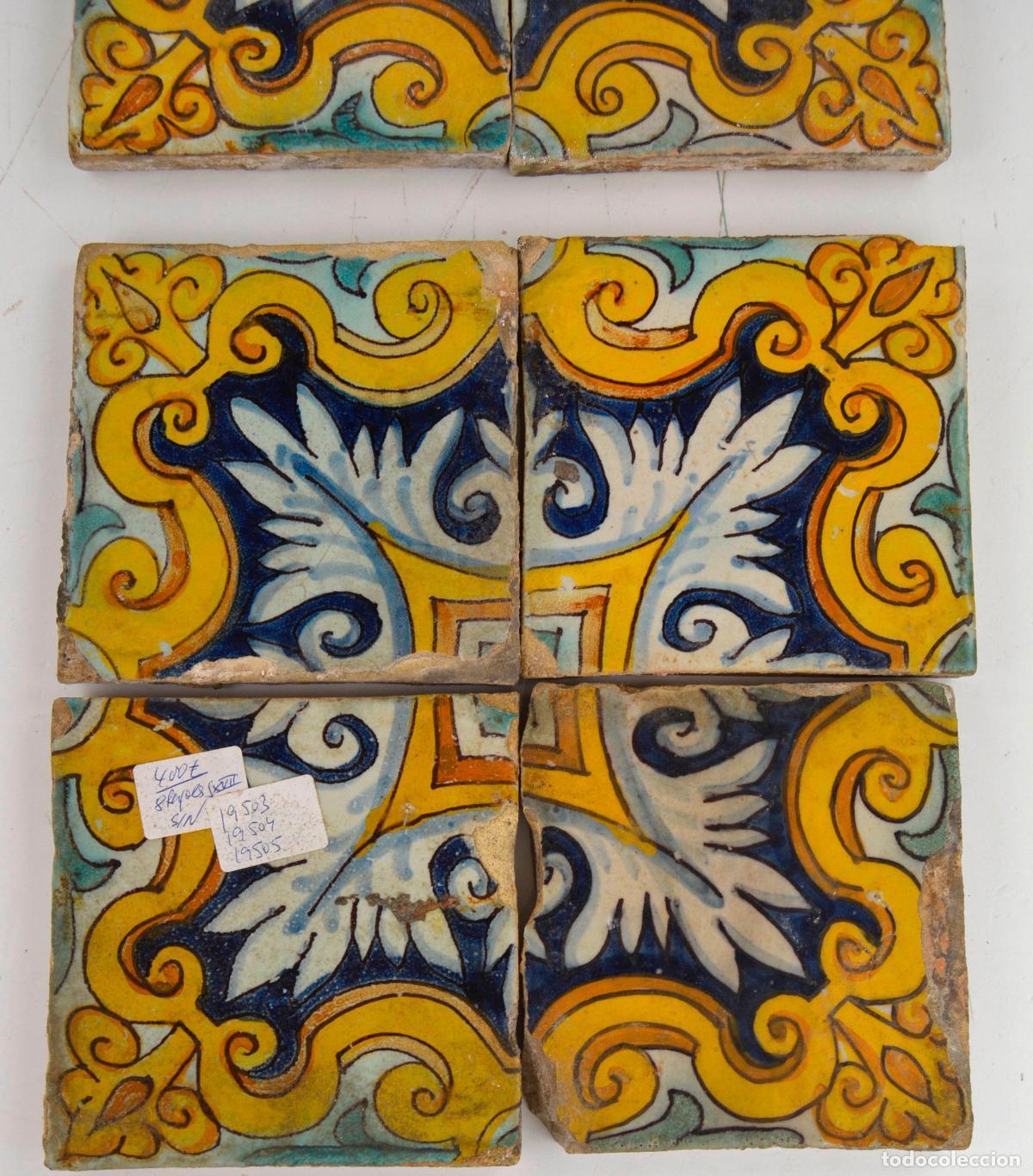 Antig&uuml;edades: Conjunto de 8 azulejos del siglo XVII. - Foto 2