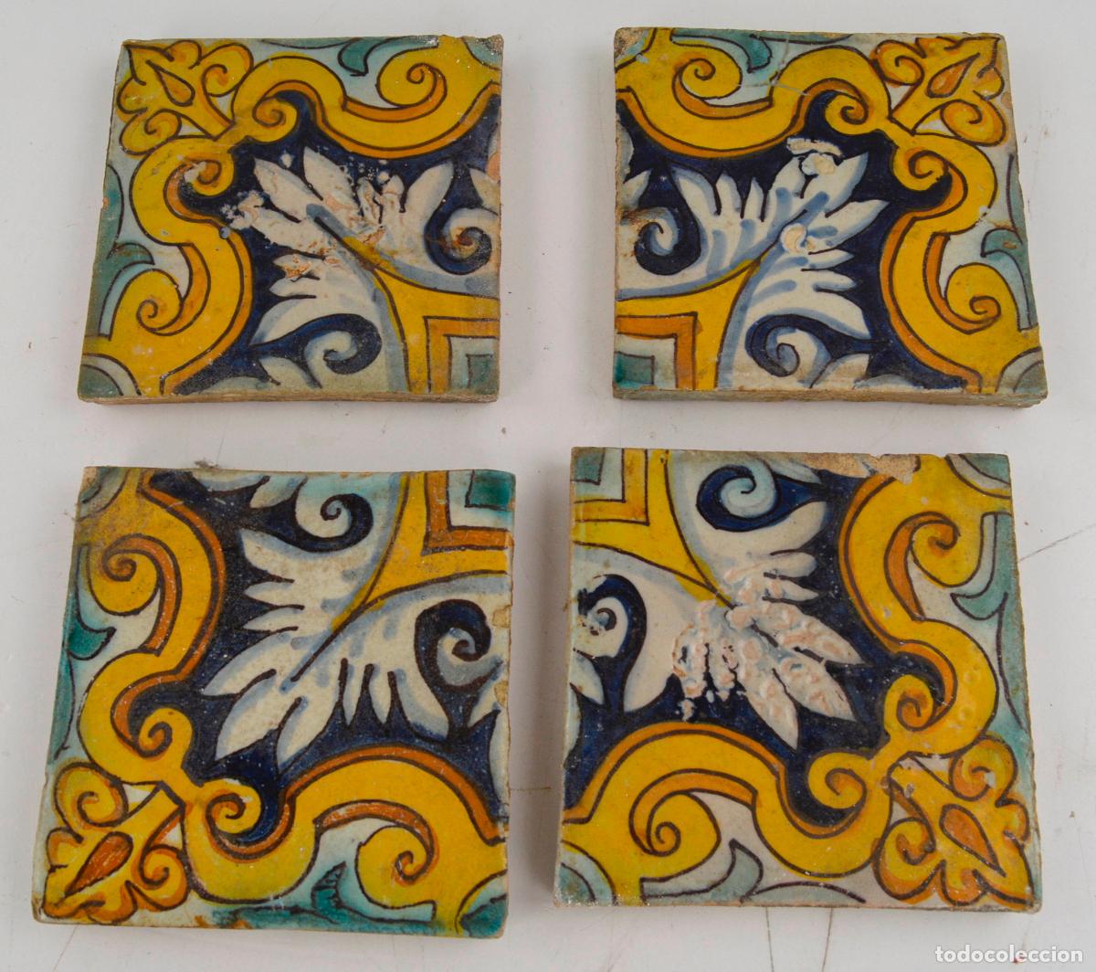 Antig&uuml;edades: Conjunto de 8 azulejos del siglo XVII. - Foto 4