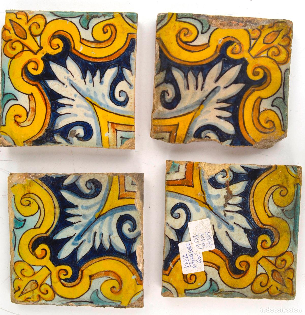 Antig&uuml;edades: Conjunto de 8 azulejos del siglo XVII. - Foto 3