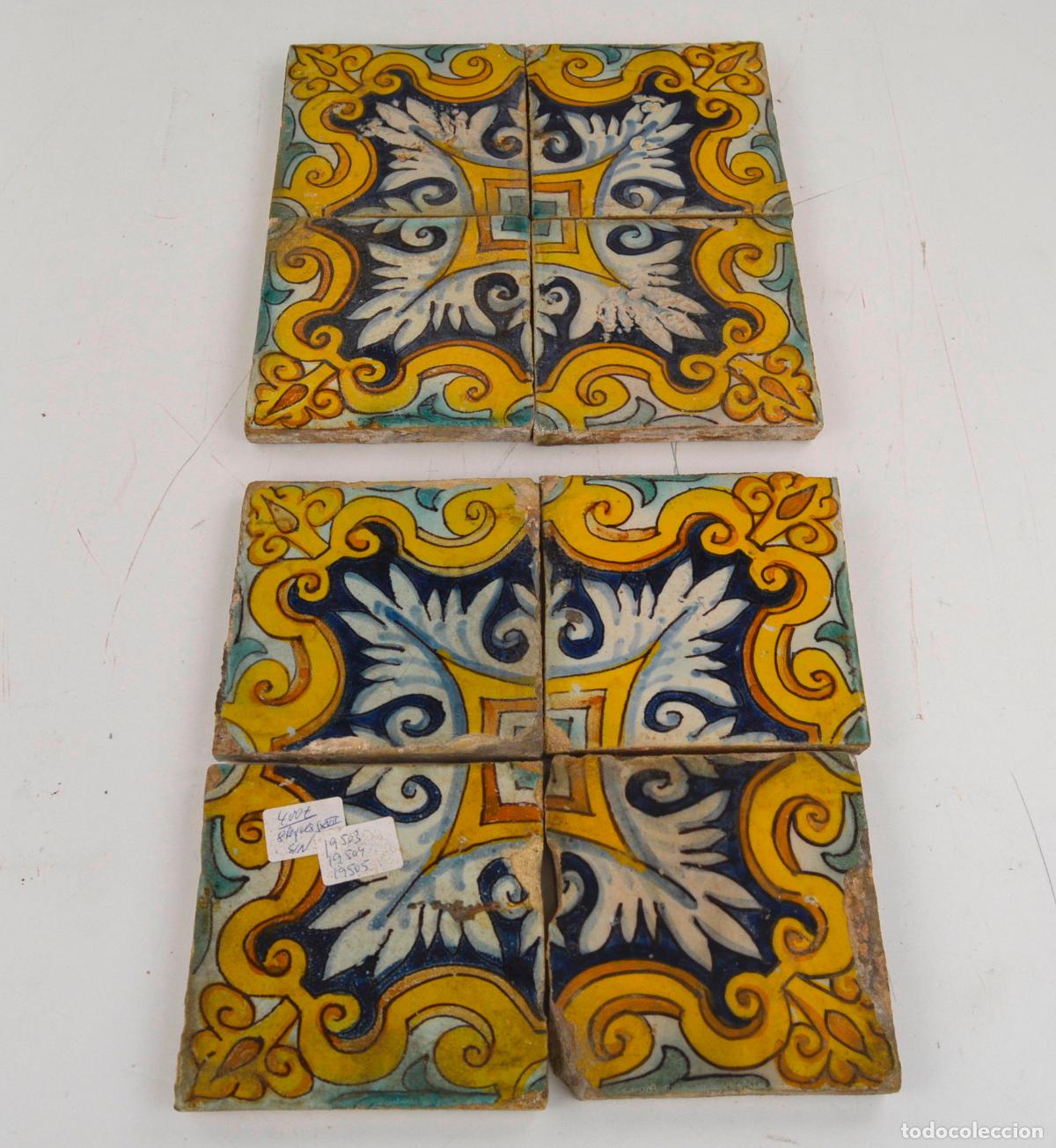 Antig&uuml;edades: Conjunto de 8 azulejos del siglo XVII. - Foto 1