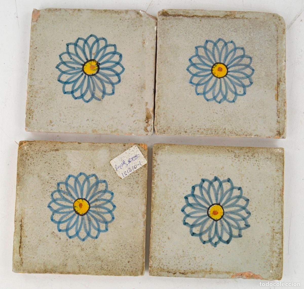 Antig&uuml;edades: Conjunto de 4 azulejos del siglo XVII. - Foto 1