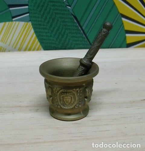 Antig&uuml;edades: Peque&ntilde;o Almirez Mortero con Maja - Foto 3