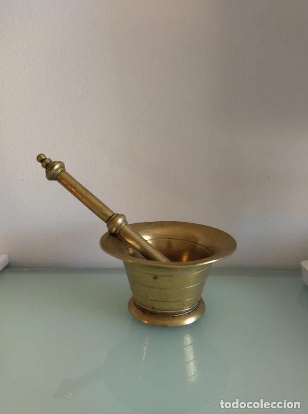 Antig&uuml;edades: Almirez de Bronce con Mortero - Foto 1