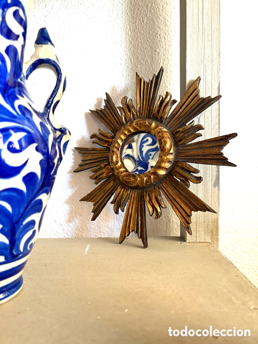Antig&uuml;edades: ESPEJO SOL MADERA DORADA. - Foto 10