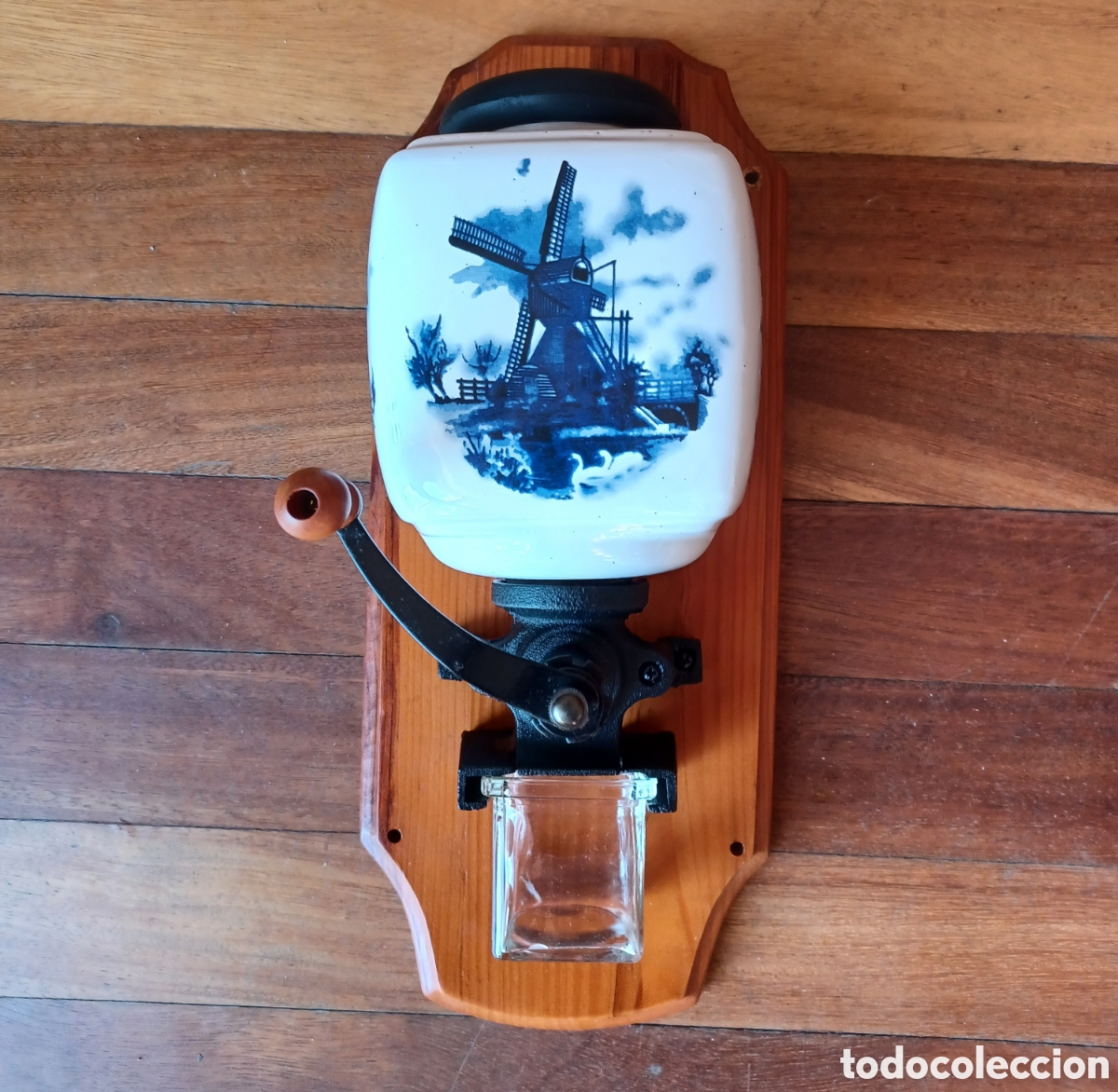 Antiguidades: Molinillo de caf&eacute; de pared vintage en porcelana Delft a&ntilde;os 60-80 &ndash; Francia