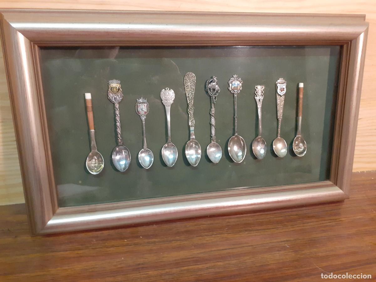 Antig&uuml;edades: Cucharas de plata coleccion enmarcadas - Foto 1