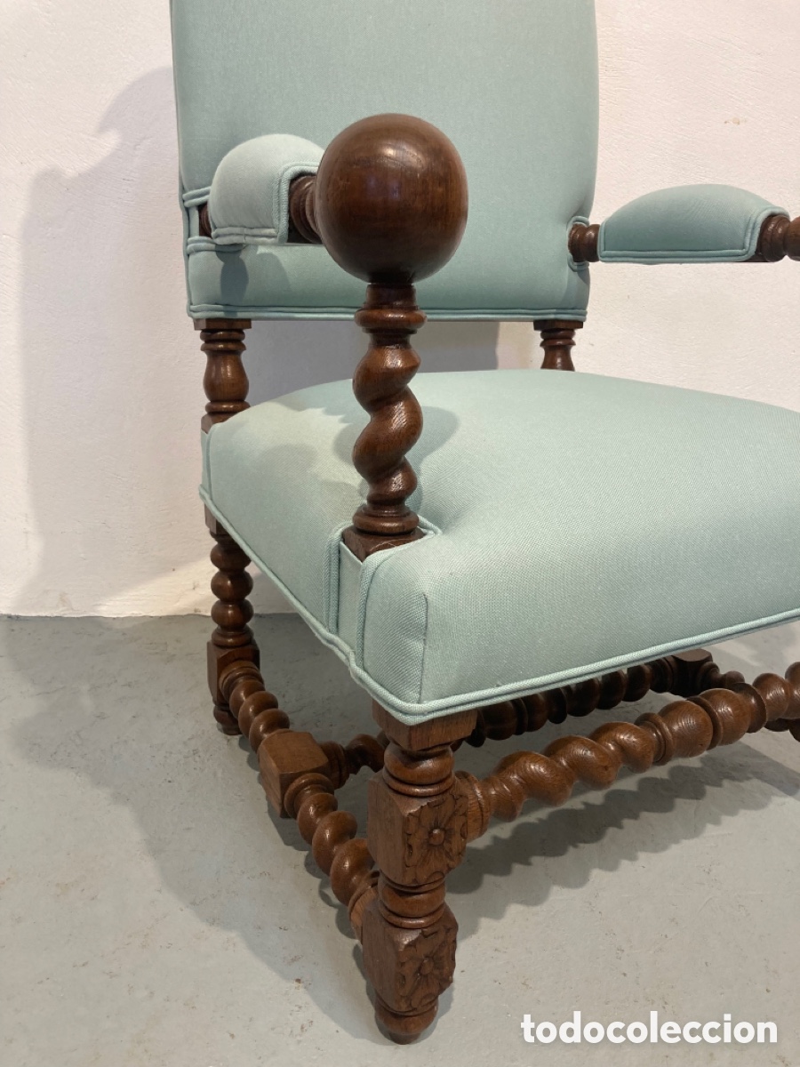 Antig&uuml;edades: Antiguo sill&oacute;n tapizado y restaurado roble - Foto 3