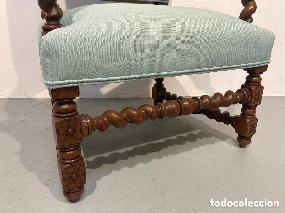 Antig&uuml;edades: Antiguo sill&oacute;n tapizado y restaurado roble - Foto 4