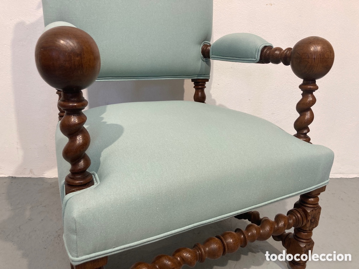 Antig&uuml;edades: Antiguo sill&oacute;n tapizado y restaurado roble - Foto 5