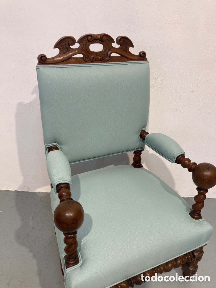 Antig&uuml;edades: Antiguo sill&oacute;n tapizado y restaurado roble - Foto 6