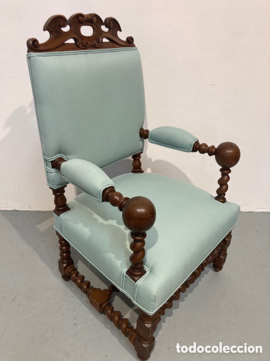 Antig&uuml;edades: Antiguo sill&oacute;n tapizado y restaurado roble - Foto 8