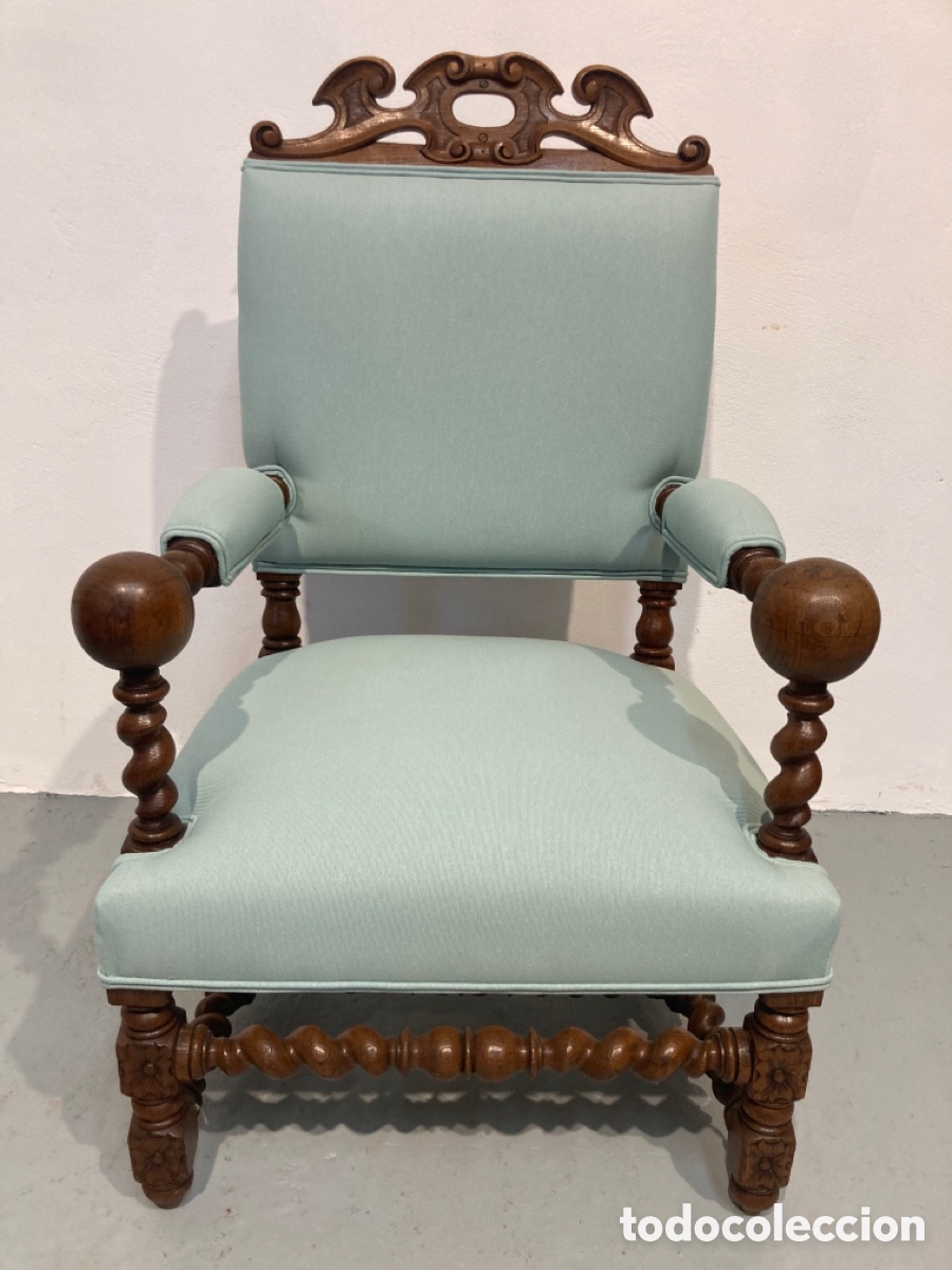 Antig&uuml;edades: Antiguo sill&oacute;n tapizado y restaurado roble - Foto 9