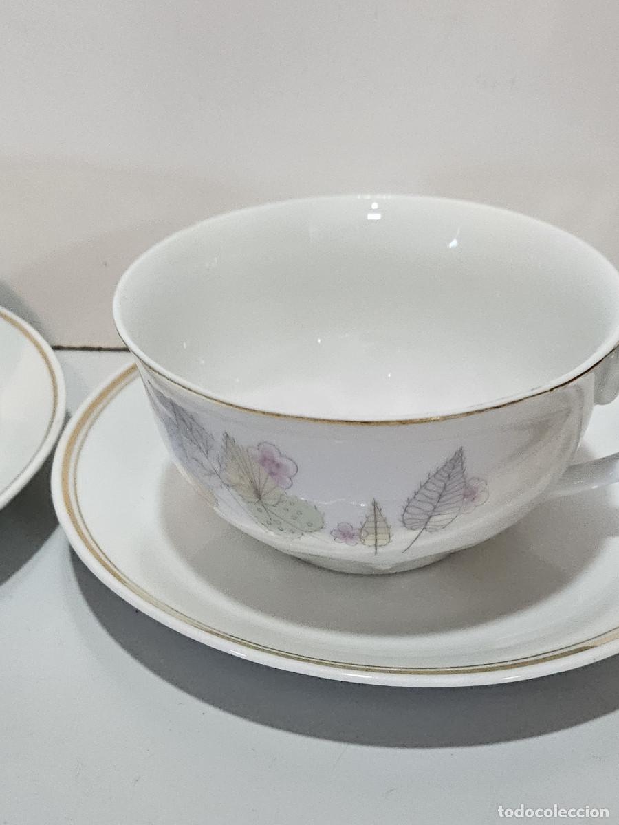 Antig&uuml;edades: 2 tazones con plato de ceramica - Foto 2