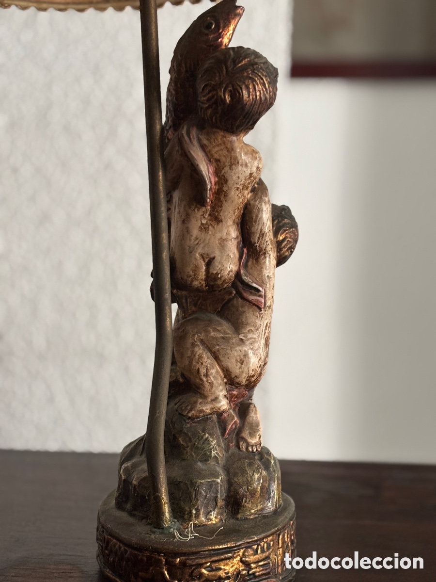 Antig&uuml;edades: L&aacute;mpara de mesa antigua con base decorativa - Foto 3